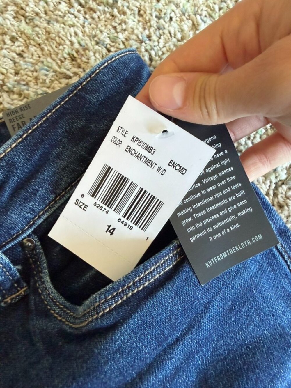 NWT Kut Reese High Rise Ankle Straight Leg Fab AB Jeans Enchantment Wash Sz 14 - Picture 10 of 12